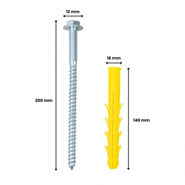 Schéma fixation tirefond pour butée de parking longueur 1830 mm