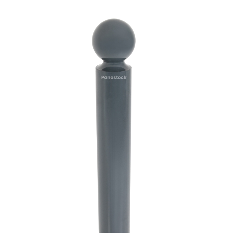 Zoom sur partie supérieure  du potelet boule à sceller 76mm coloris gris anthracite