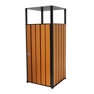Vue d'ensemble de la Poubelle extérieure carrée aspect bois 60 Litres KOA