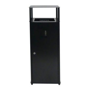 Vue de face de la poubelle urbaine aspect bois 60 Litres LISA