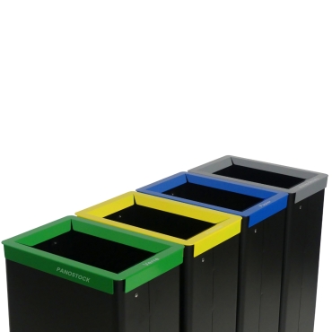 Vue rapprochée du lot de 4 poubelles de tri sélectif de 42 Litres
