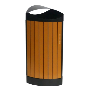 Vue de profil de la poubelle extérieure effet bois 60 Litres JULIETA