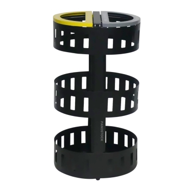 Vue de profil de la poubelle vigipirate en acier pour tri sélectif