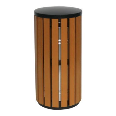 Vue générale de la poubelle urbaine aspect bois 60 Litres ELSA