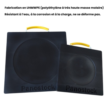 Vue de face de la plaque de calage 30 tonnes - L 600 x l 600 x ép.60mm