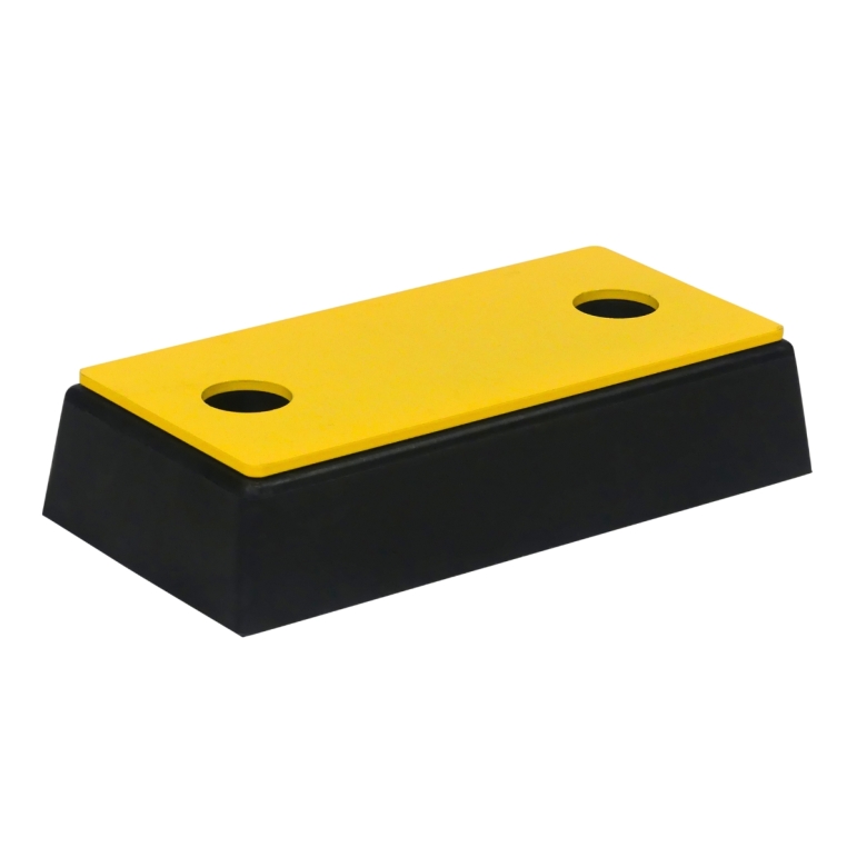 Vue générale de la butée de quai caoutchouc avec platine L 500 x l 250 x H 100 mm