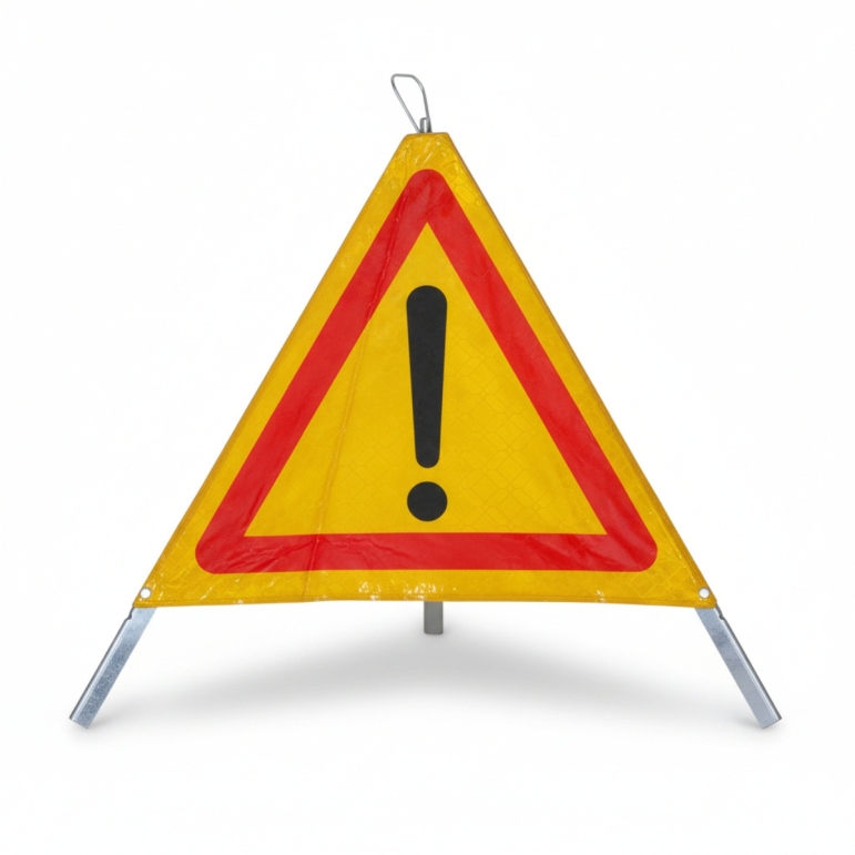 Vue générale du panneau de travaux AK14 tripode pliable classe 2