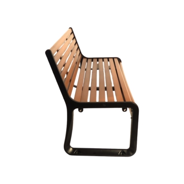Vue de profil du banc urbain LUKA aspect Bois L1800 mm