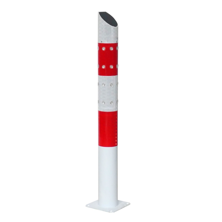Vue générale du poteau de protection rouge et blanc LED