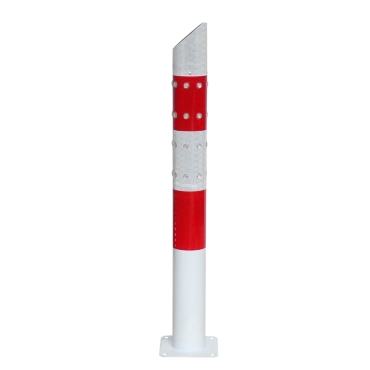 Vue de profil du poteau de protection rouge et blanc LED