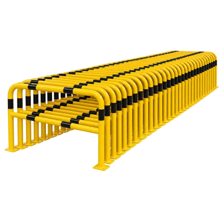 Vue générale du lot de 50 barrières de protection Second Choix diam 60 mm
